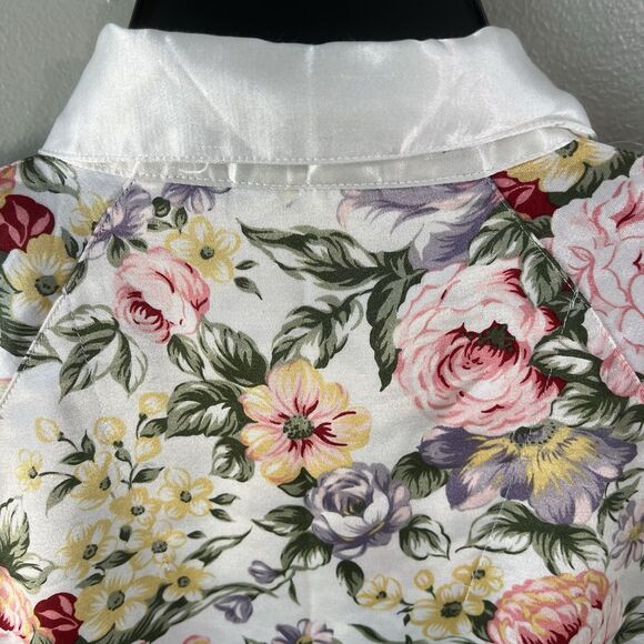 Kathryn Floral Satin Button Front Lined Sleep shirt Night gown, size est‎ L - Picture 13 of 16